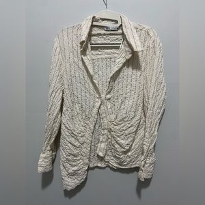 Zara asymmetric textured button down